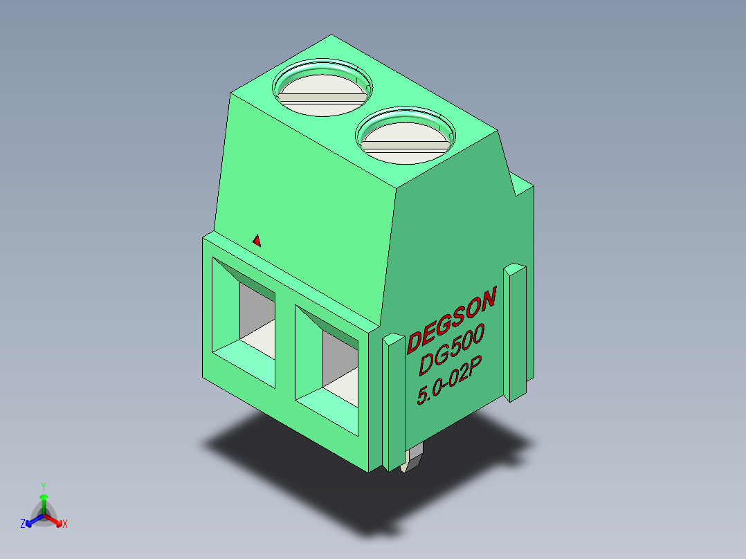 DEGSON DG500 系列 5.05.087.62mm 接线端子-DG500-5.0-02P-14-00AH主视图