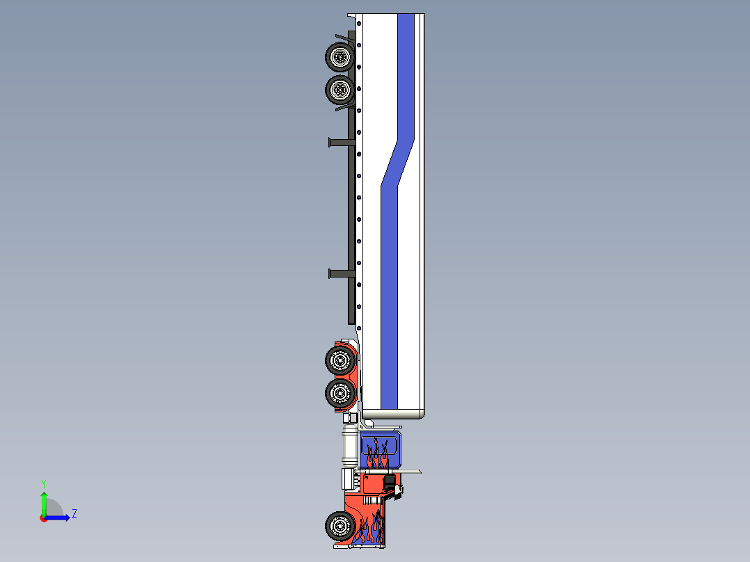 61-彼得比尔特379擎天柱主卡车 3d模型图纸左视图