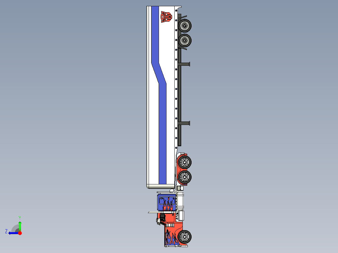 61-彼得比尔特379擎天柱主卡车 3d模型图纸右视图