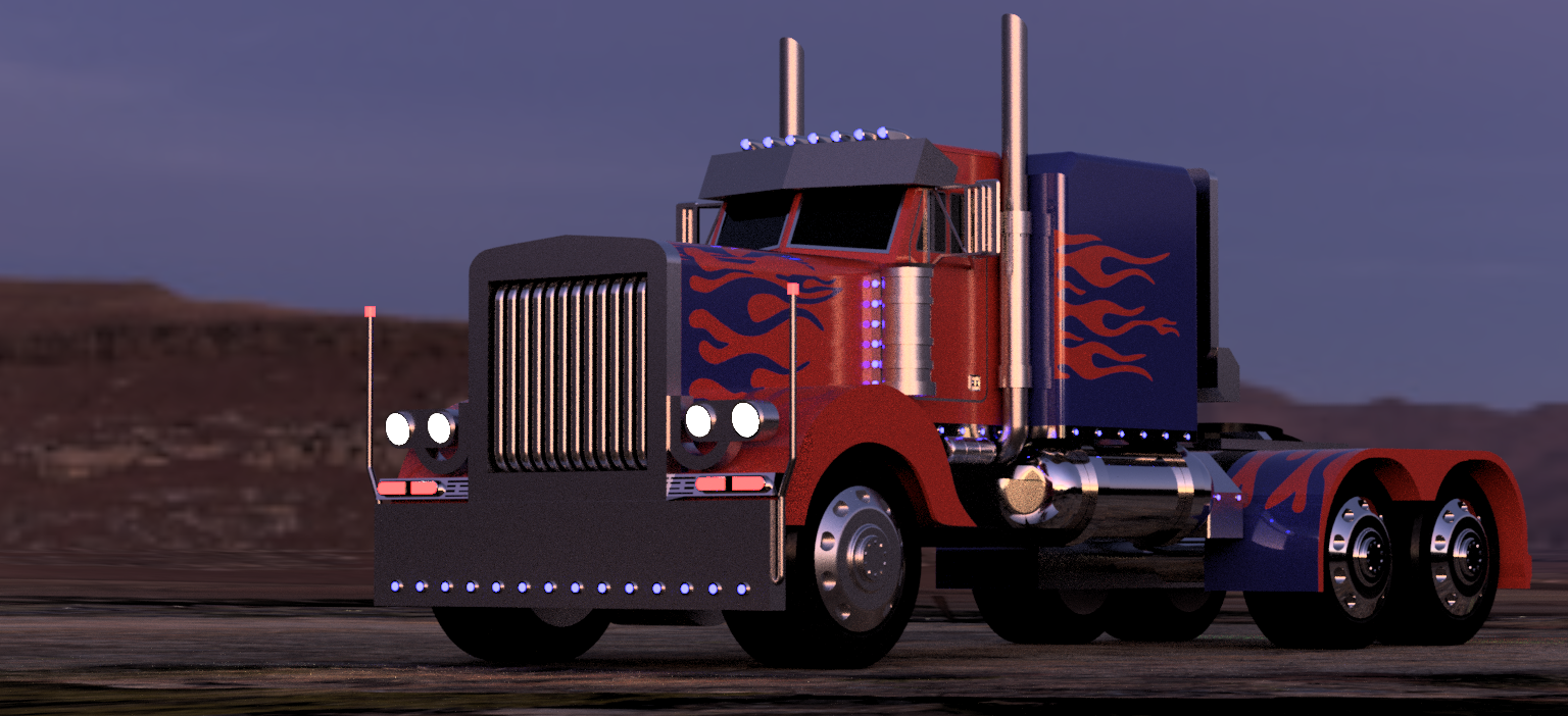 61-彼得比尔特379擎天柱主卡车 3d模型图纸