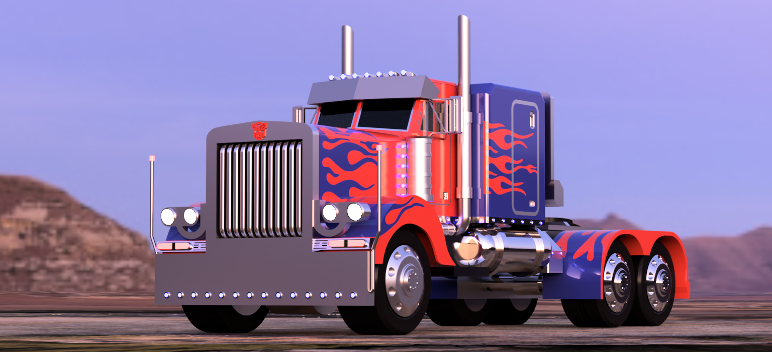 61-彼得比尔特379擎天柱主卡车 3d模型图纸