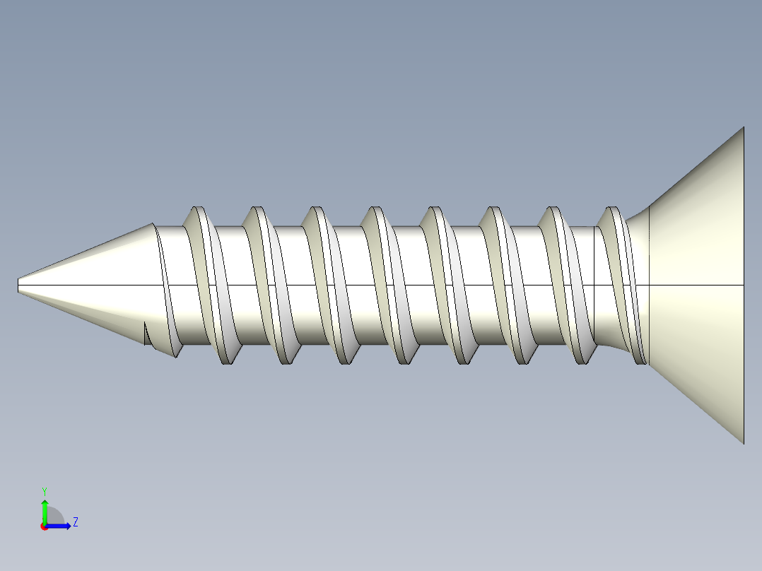 m3-13-to-40-沉头自攻螺丝-Screw M3 x 13 for Wood.STEP左视图