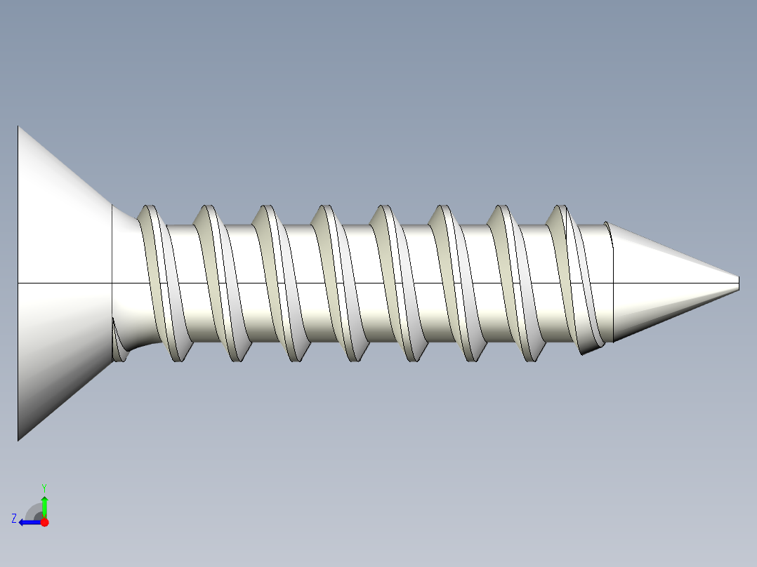 m3-13-to-40-沉头自攻螺丝-Screw M3 x 13 for Wood.STEP右视图