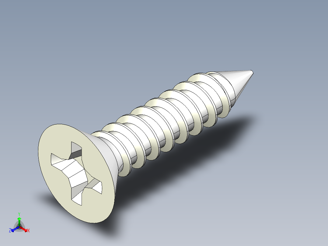 m3-13-to-40-沉头自攻螺丝-Screw M3 x 13 for Wood.STEP正等轴测图