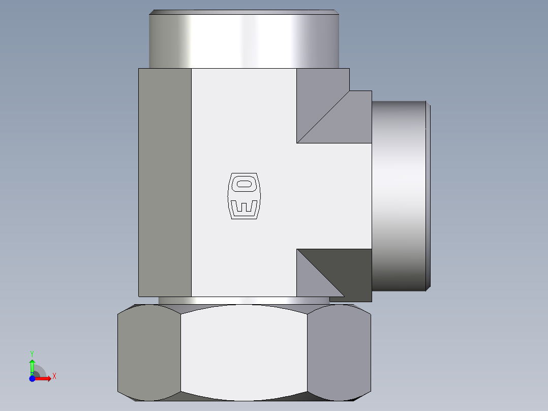 卡套式工业通用硬管接头EO_Swivel_nut_run_tee_EL42LOMDCF前视图