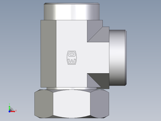 卡套式工业通用硬管接头EO_Swivel_nut_run_tee_EL42LOMDCF前视缩略图