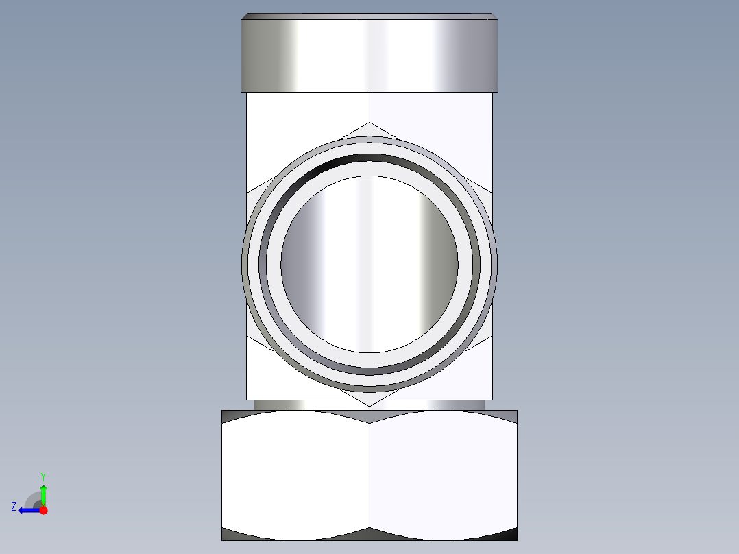 卡套式工业通用硬管接头EO_Swivel_nut_run_tee_EL42LOMDCF右视图