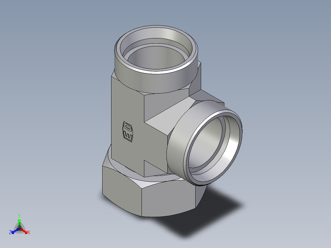 卡套式工业通用硬管接头EO_Swivel_nut_run_tee_EL42LOMDCF正等轴测图