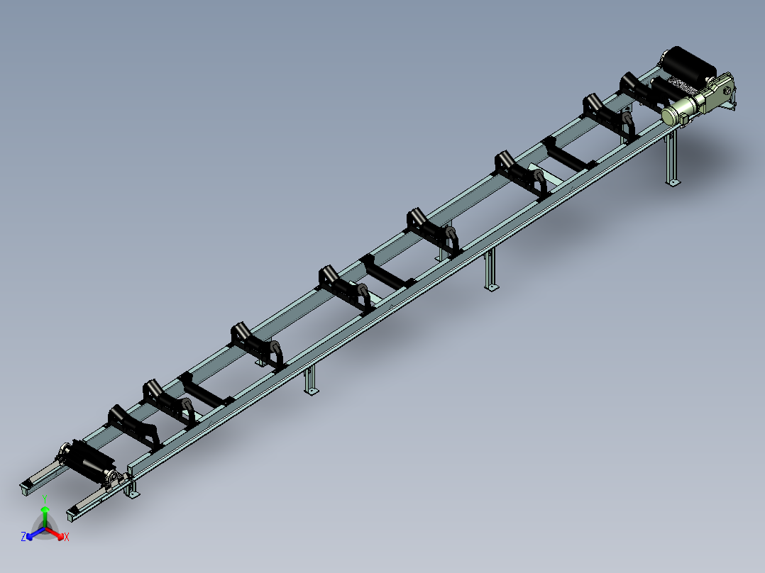 小角度倾斜皮带输送机结构3D图纸 INVENTOR设计 附STP