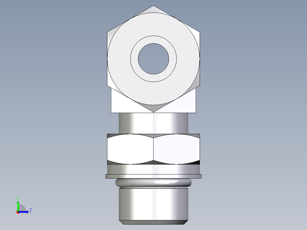 卡套式工业通用硬管接头EO_Adjustable_locknut_branch_tee_TEE12SMORCF左视图