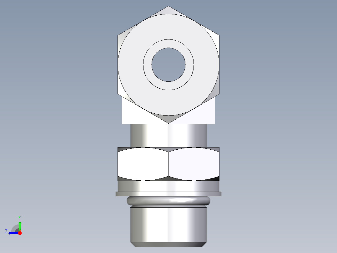 卡套式工业通用硬管接头EO_Adjustable_locknut_branch_tee_TEE12SMORCF右视图