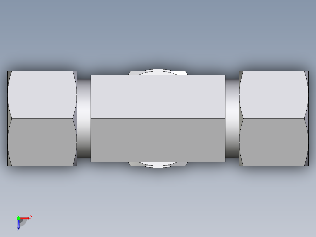 卡套式工业通用硬管接头EO_Adjustable_locknut_branch_tee_TEE12SMORCF俯视图