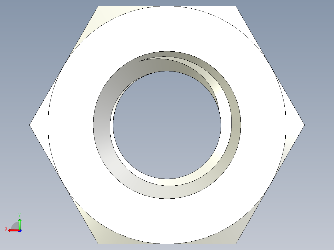 DIN 934 螺母-M3.5 Nut.STEP后视图