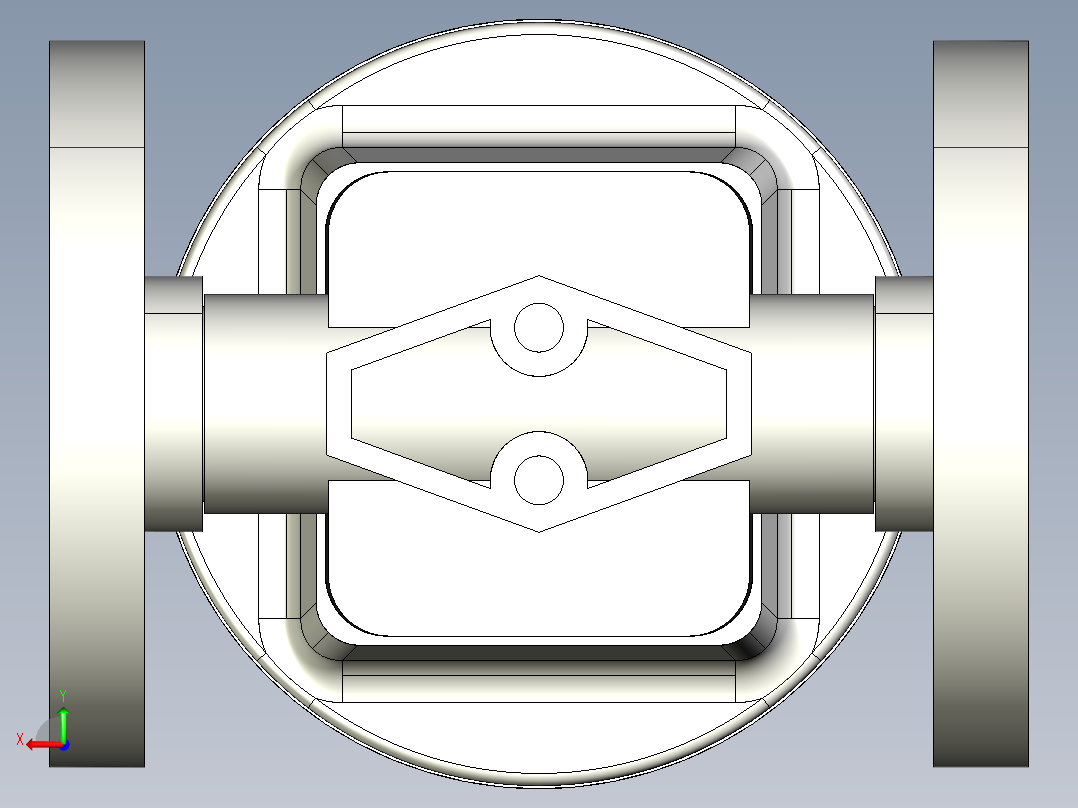 12DKMOACCP NO-DA 气动隔膜阀、常开型双作用，固定法兰，钻孔ANSI B16.5条款150 # FF。面对面根据EN 558-1 PVC-C后视图