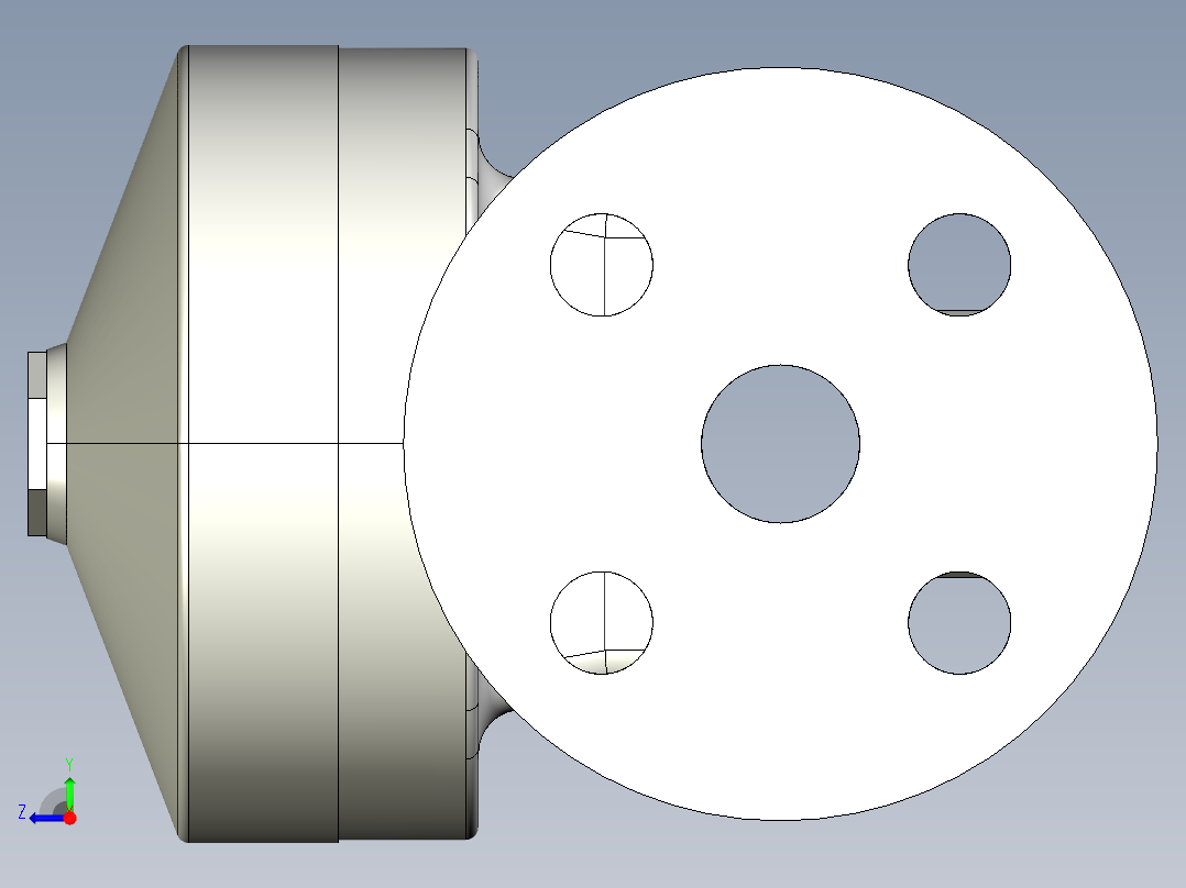 12DKMOACCP NO-DA 气动隔膜阀、常开型双作用，固定法兰，钻孔ANSI B16.5条款150 # FF。面对面根据EN 558-1 PVC-C右视图