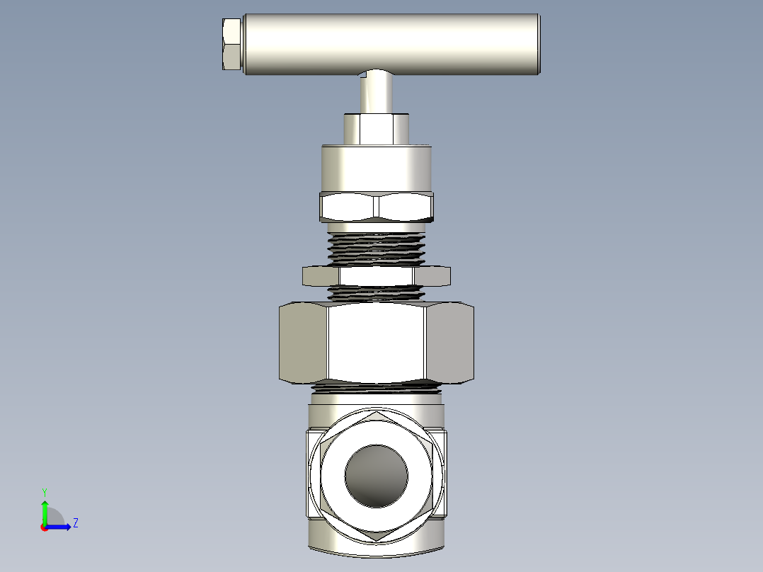 用于高要求的带联管螺母的针形阀–GB系列左视图