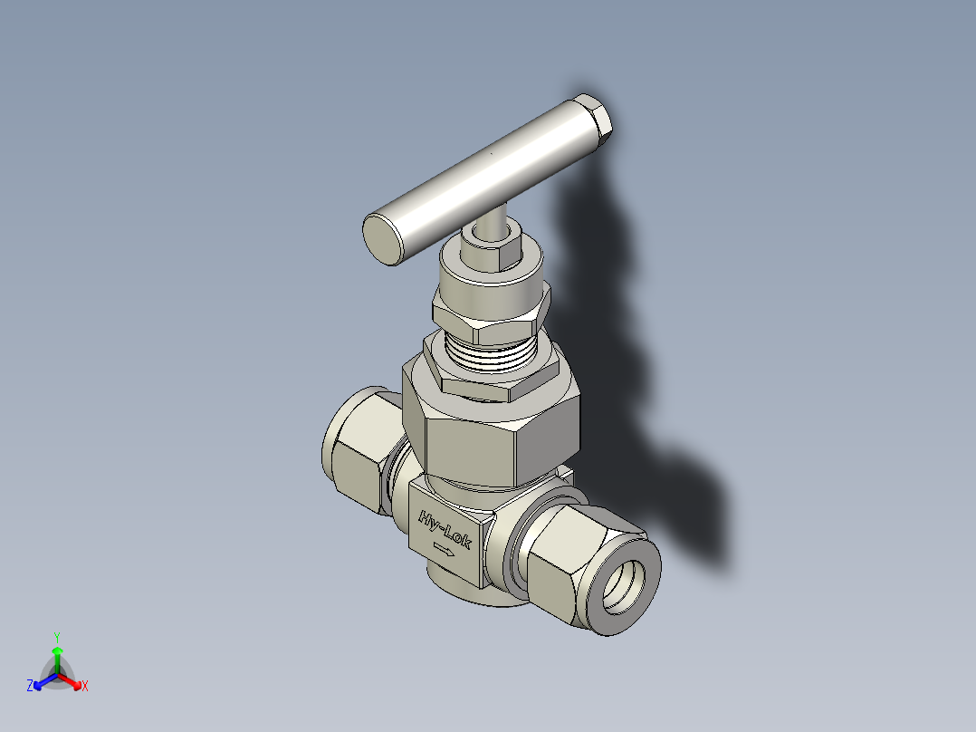 用于高要求的带联管螺母的针形阀–GB系列正等轴测图