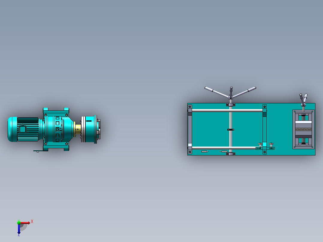 数控机床、滚螺纹机床3D数模图纸 Solidworks设计俯视图