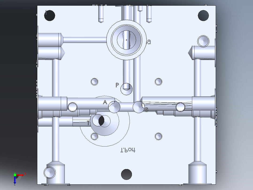 液压块 NG10 - NG6俯视图