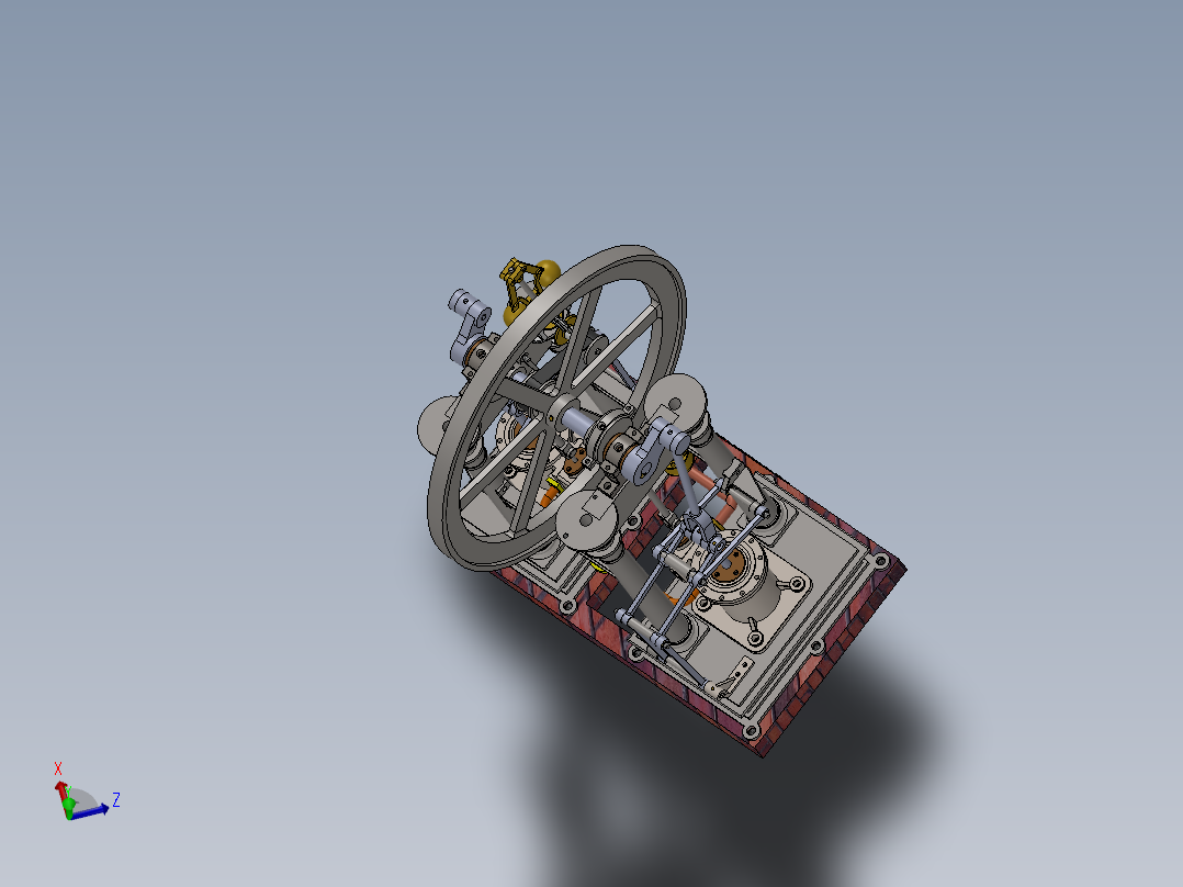 2缸蒸汽机2-cyl-antabular-steam-engine-模型格式为 sw stp