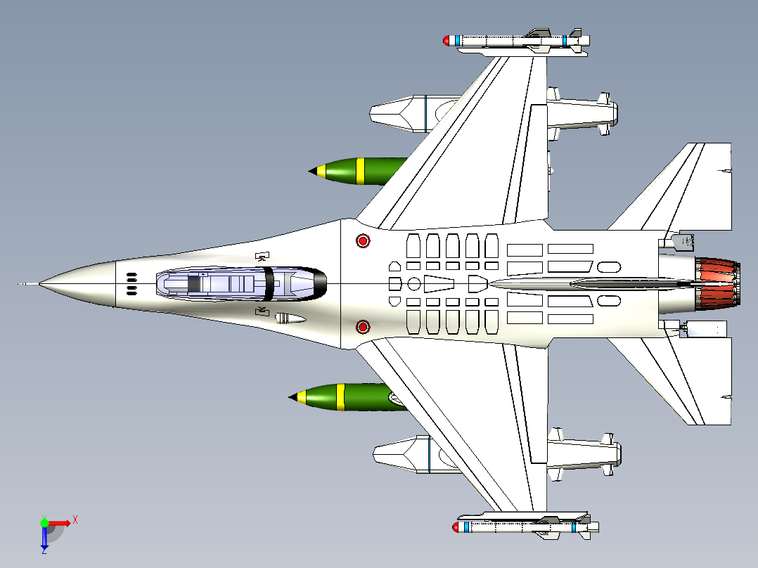 F-16 战斗机猎鹰俯视图