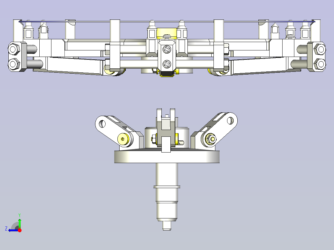 一种薄型圆板旋转夹紧机构3D图纸右视图