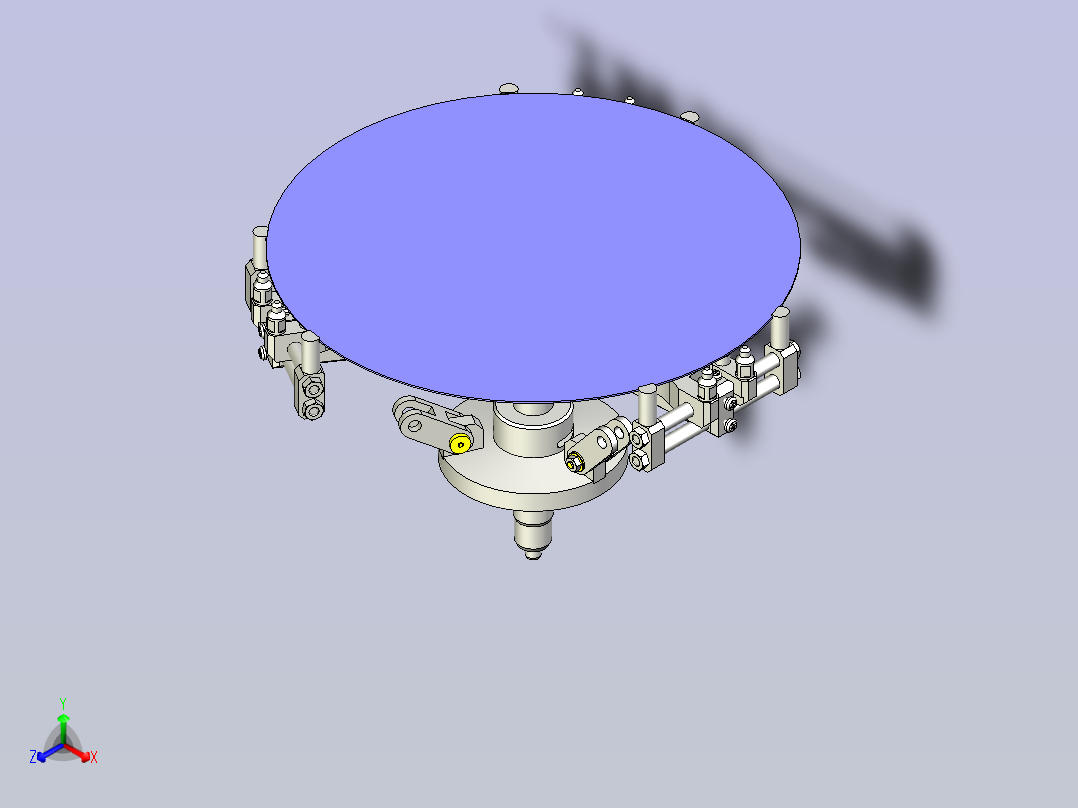 一种薄型圆板旋转夹紧机构3D图纸正等轴测图