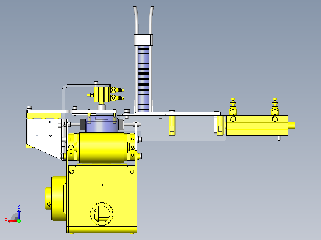 垂直堆积工件切割机构后视图