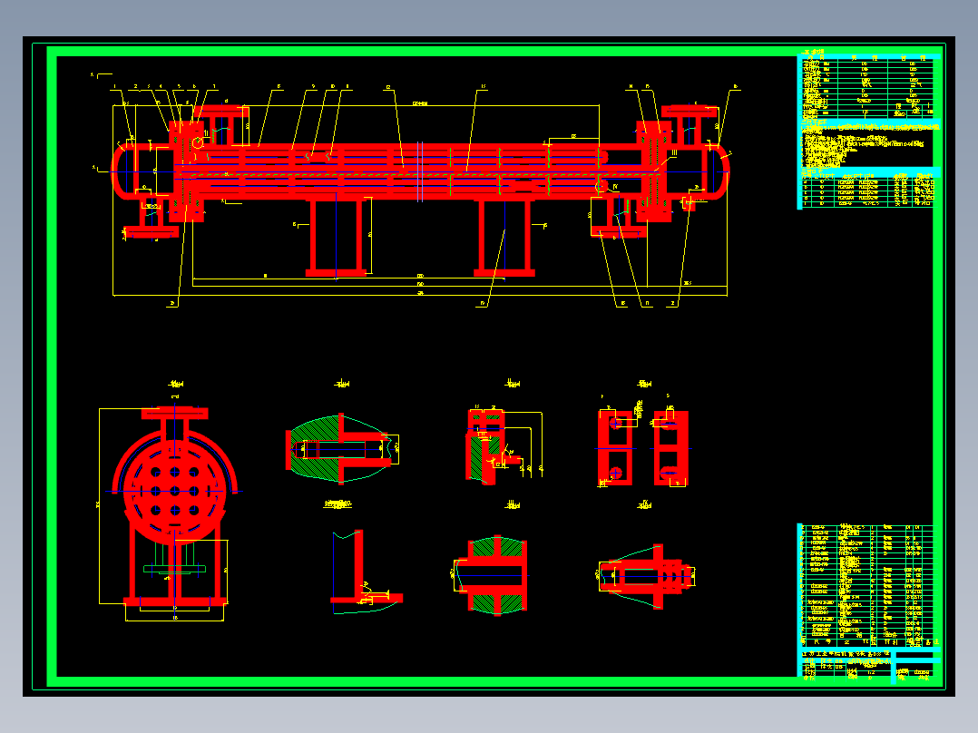 全可拆折流杆式换热器cad图CAD设计图
