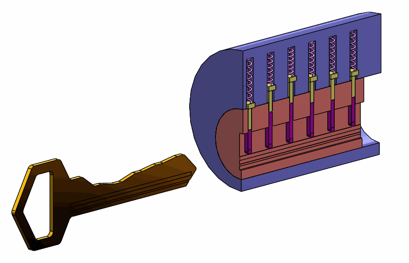 钥匙开锁动画示意（SW2012含特征源文件及运动算例