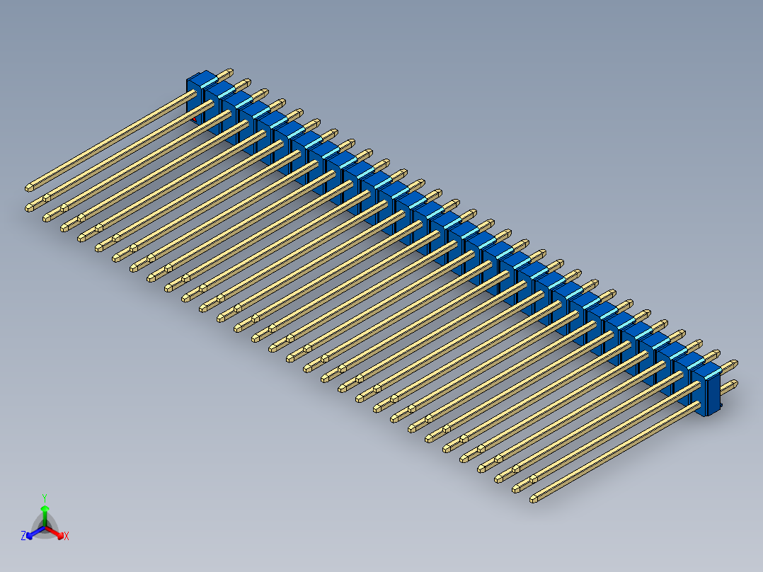彩色公头100mil（2.54mm）系列-DS1021_blue_2x30p_100mil_Type43_rev1.0主视图