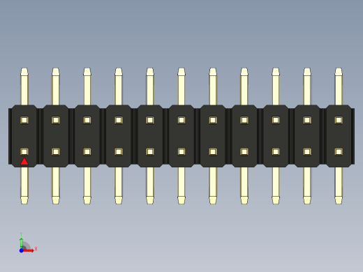 彩色公排针 100mil 2.54mm 系列-DS1022_black_22p_100mil_TypeSMT_rev1.0前视缩略图