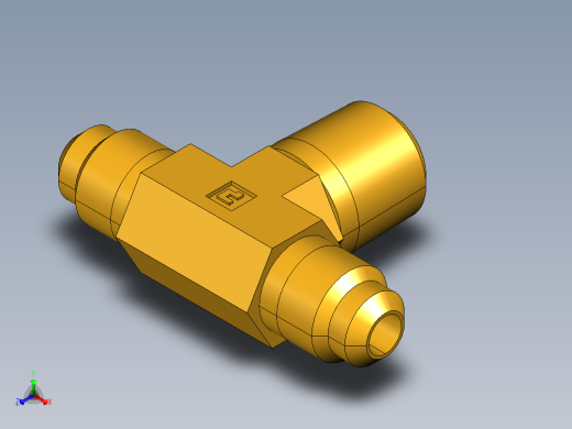 扩口式工业通用硬管接头Male Branch Tee 145F-4-4正等轴测缩略图