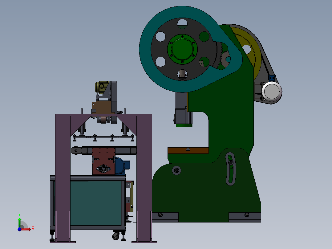 冲床自动上下料机3D模型图纸 非标自动化机械3D图纸设计前视图