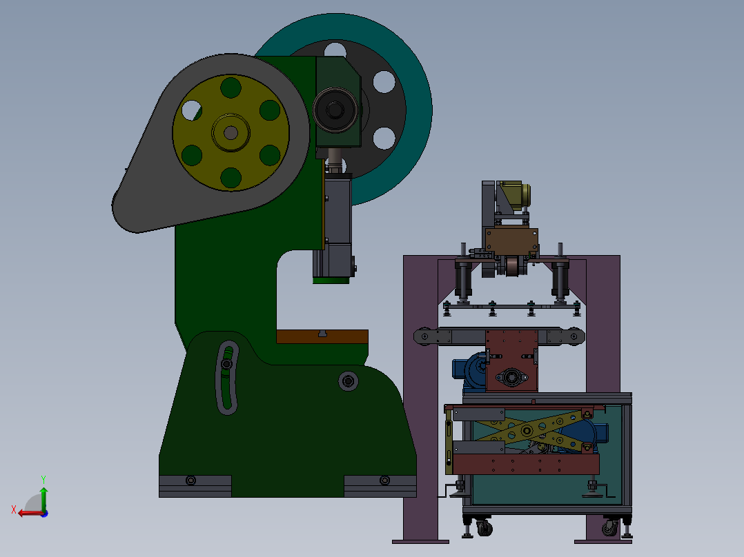 冲床自动上下料机3D模型图纸 非标自动化机械3D图纸设计后视图