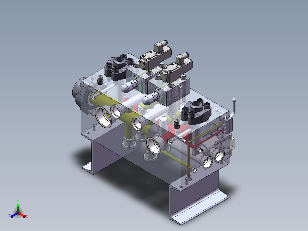 双泵大流量调压阀组正等轴测图