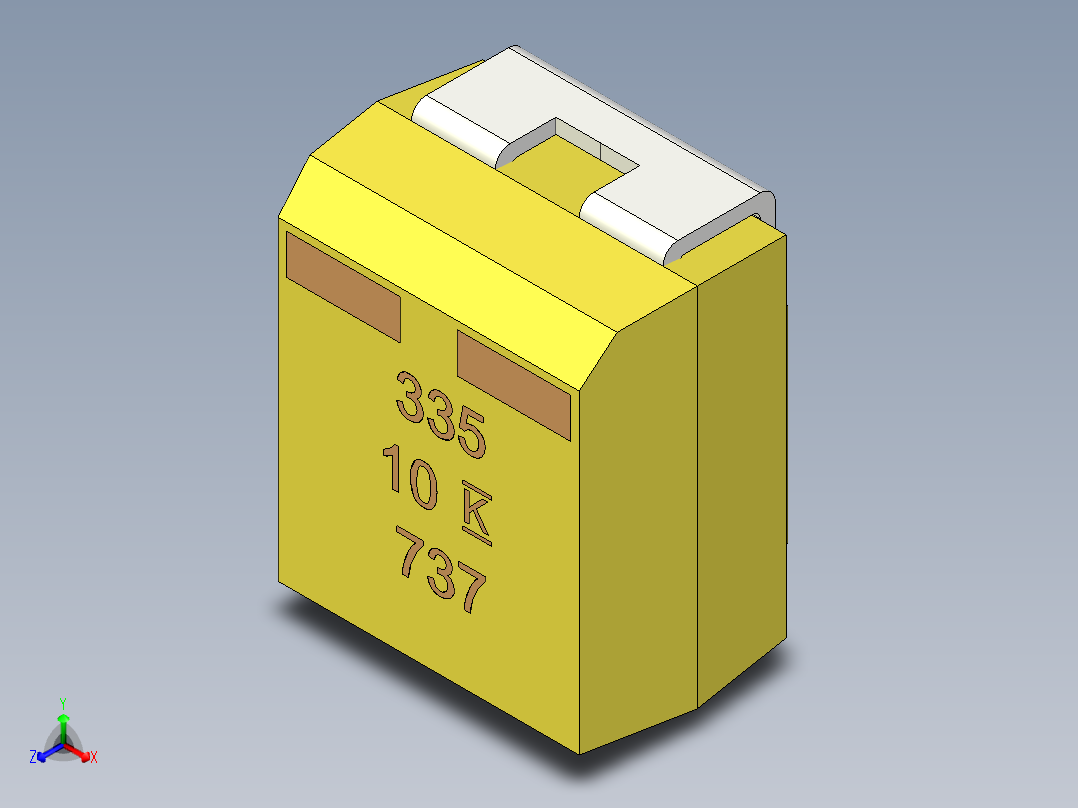 钽表面贴装电容，尺寸B（EIA 3528-21）长3.5 x宽2.8 x高1.9毫米