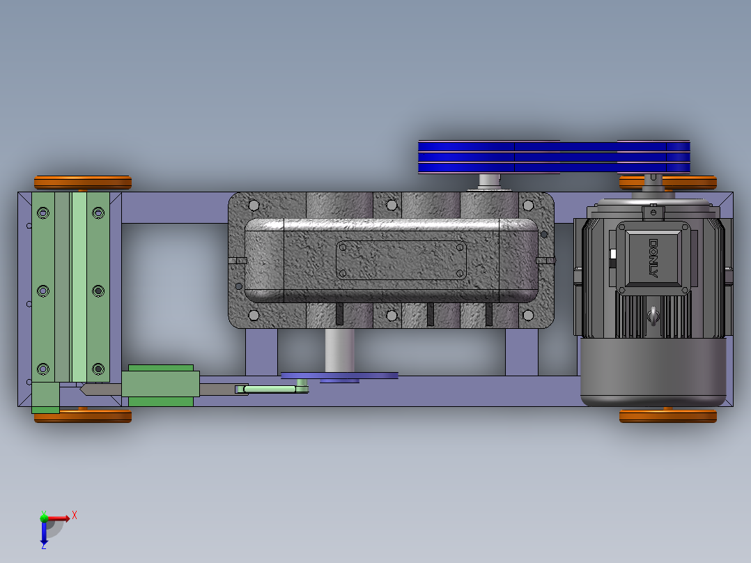 卧式钢筋切断机三维SW模型1449914==200俯视图