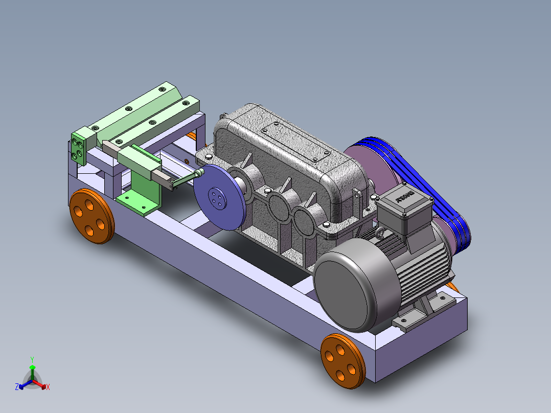 卧式钢筋切断机三维SW模型1449914==200正等轴测图