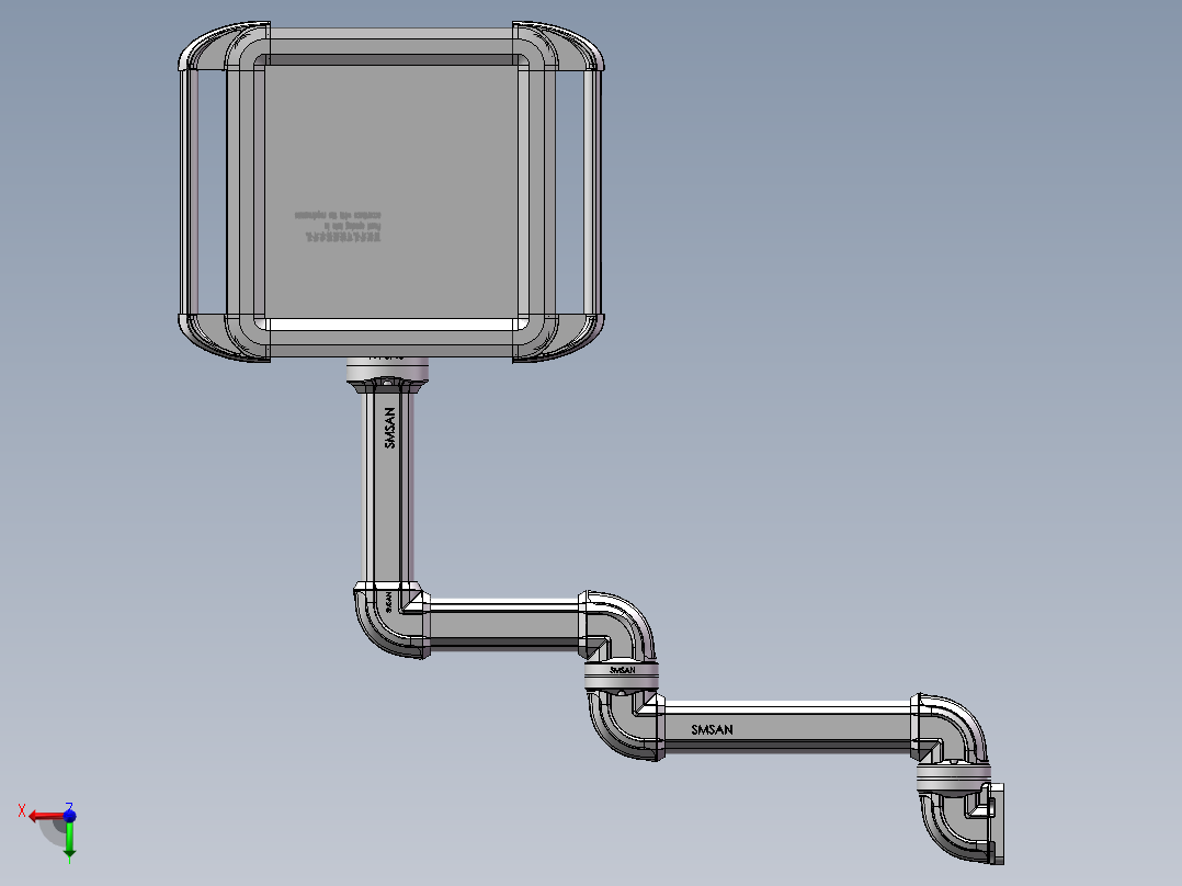 向上墙座+中间连接器+转角+箱体连接器+控制箱前视图