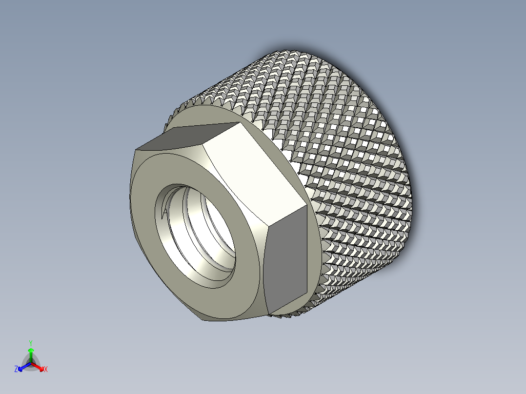 滚花螺母-M2.0 Knurled Nut正等轴测图