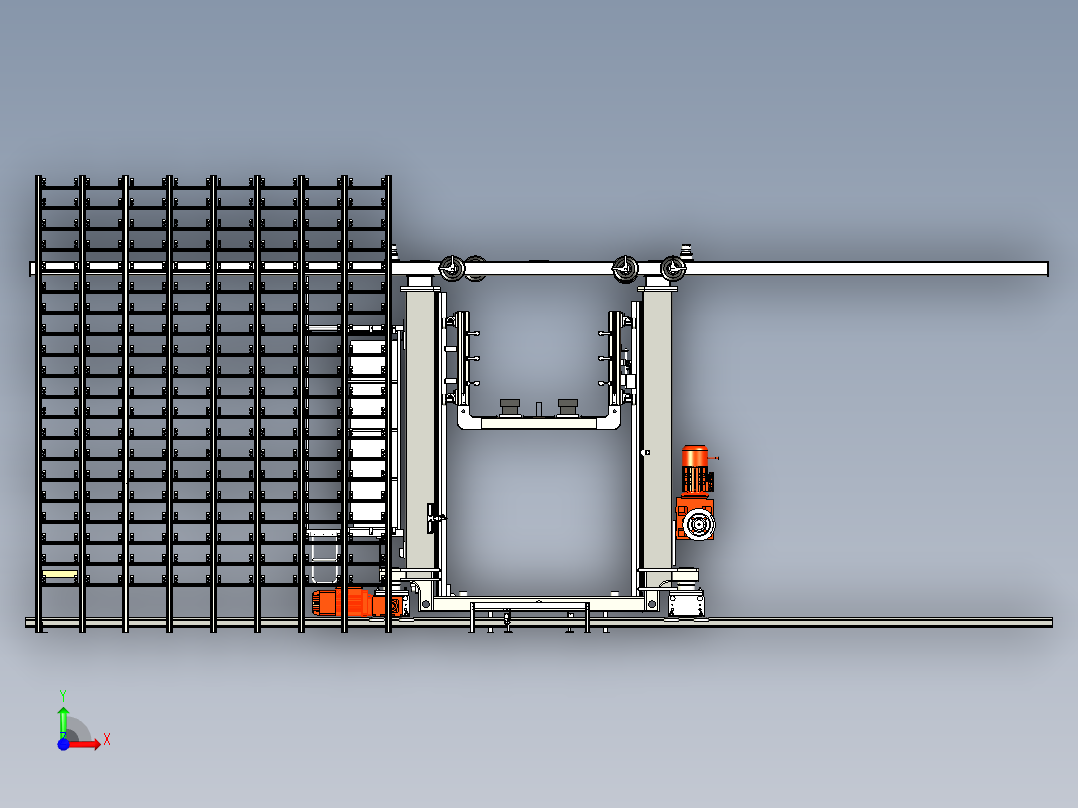 立体库穿梭堆垛机前视图
