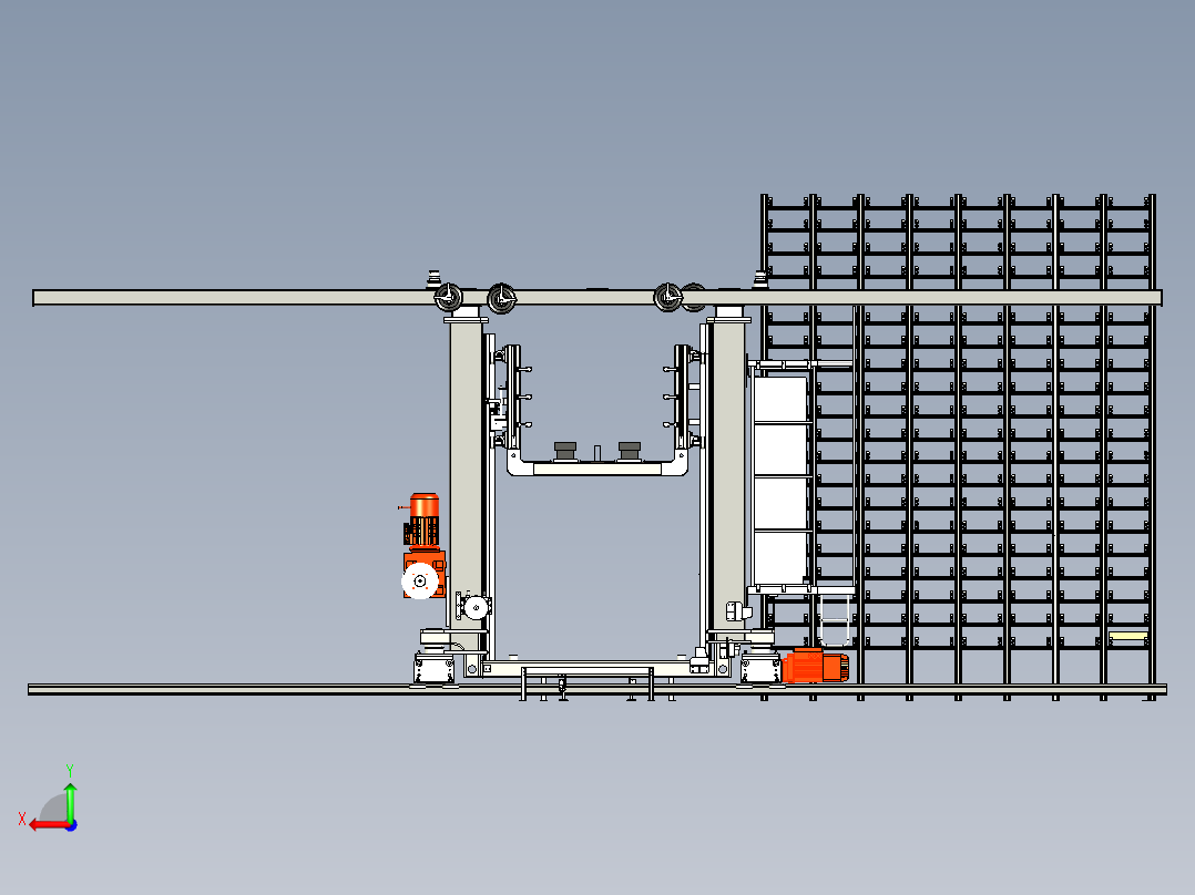 立体库穿梭堆垛机后视图