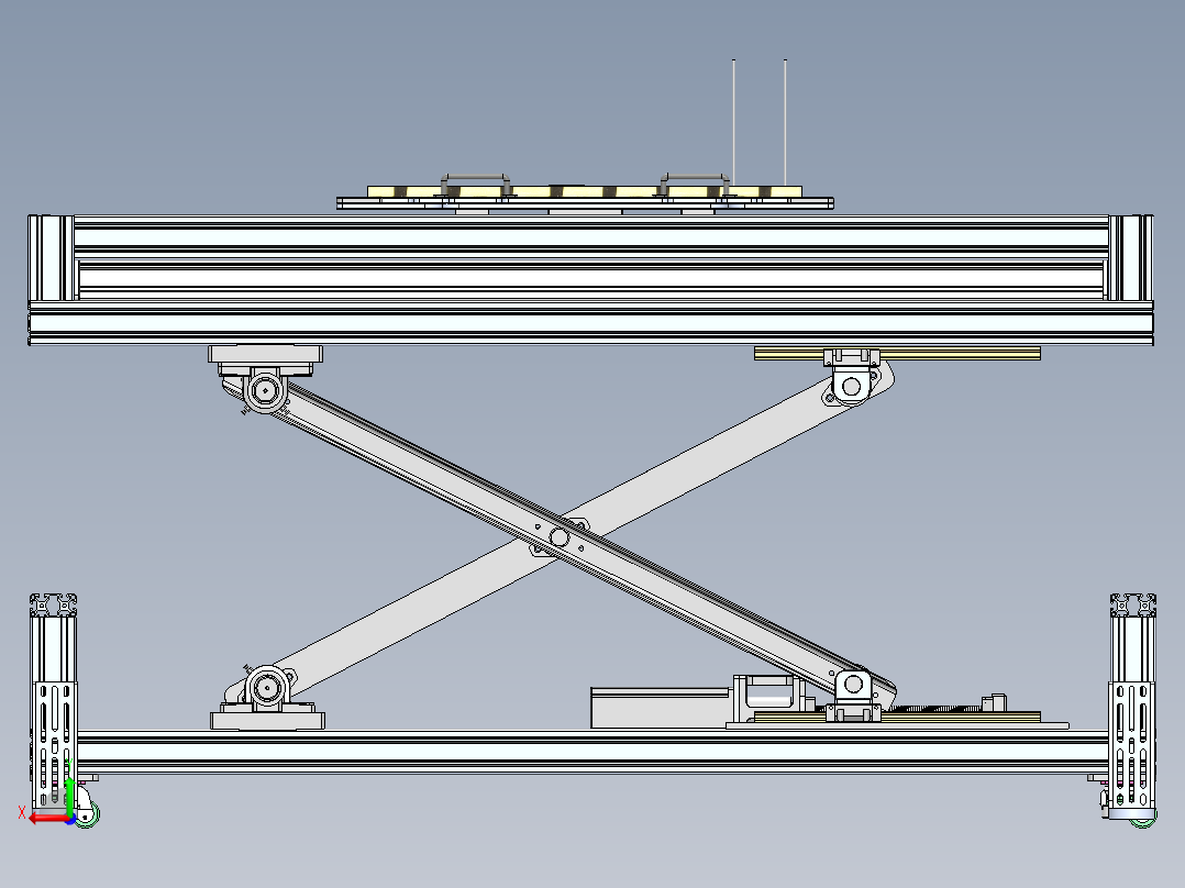 剪叉式升降机 、剪刀式升降机构后视图