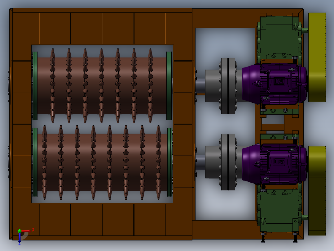 破碎机、双辊破碎机俯视图