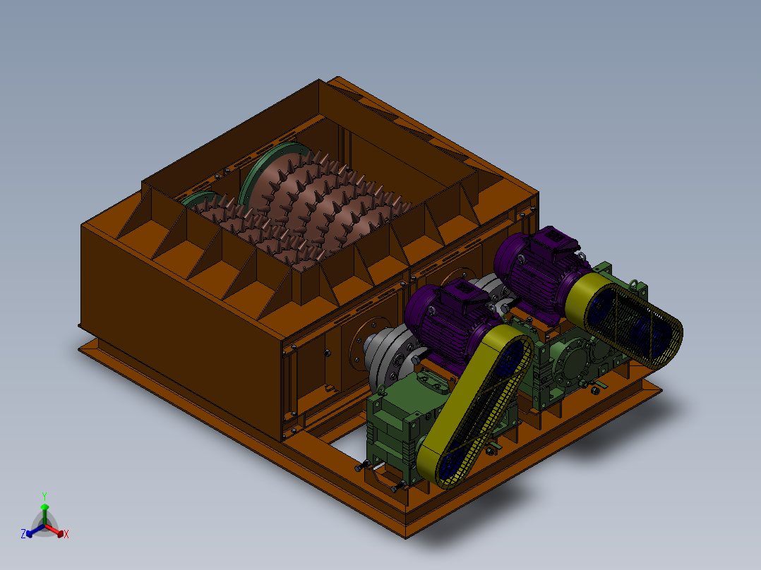 破碎机、双辊破碎机正等轴测图