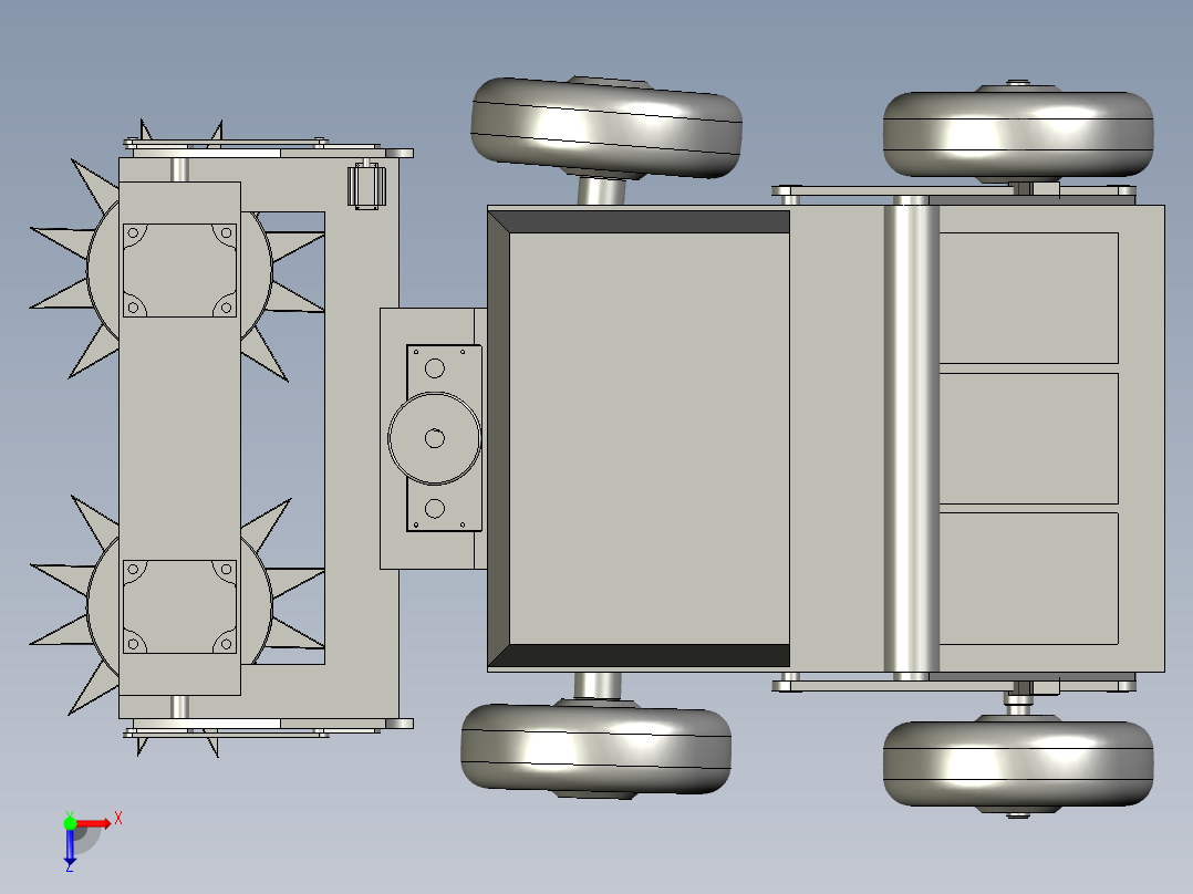 山丘山地手扶式除草机俯视图