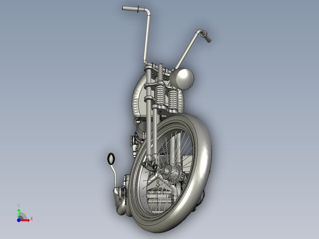 轻量化的Bobber风格巡航车前视图