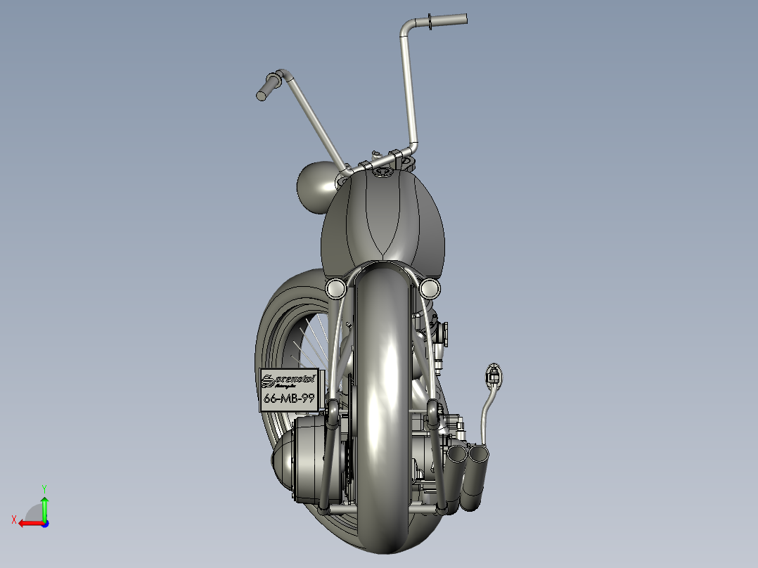 轻量化的Bobber风格巡航车后视图