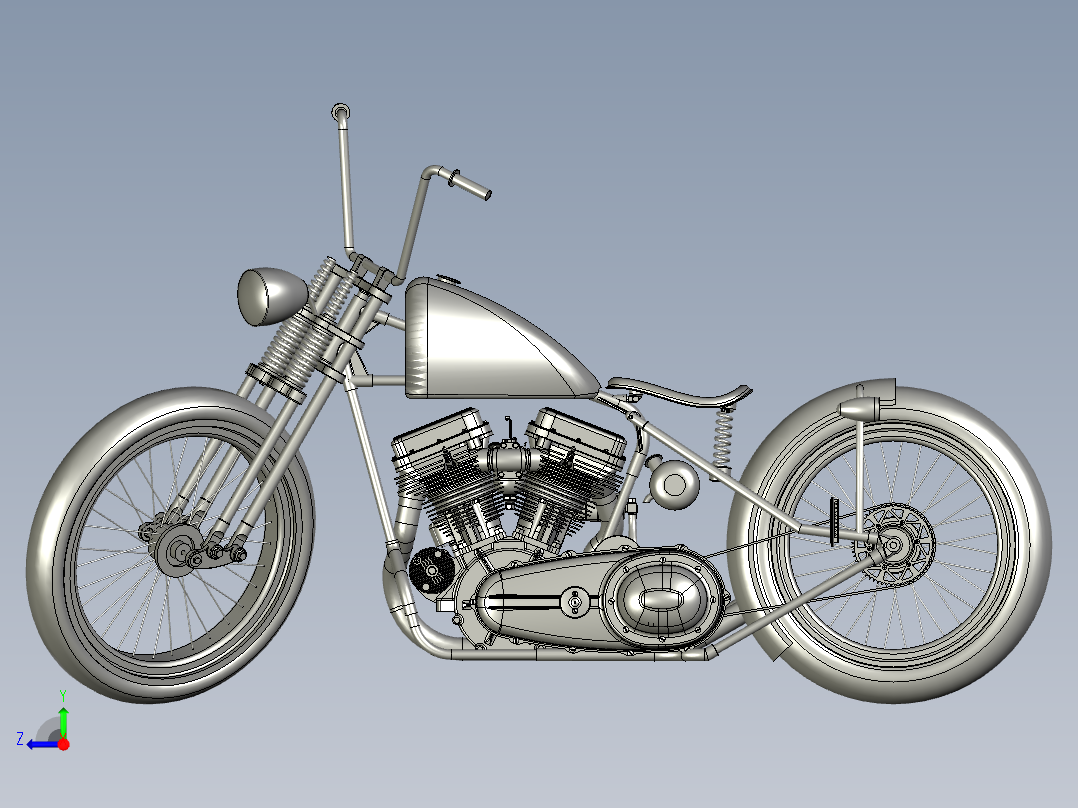 轻量化的Bobber风格巡航车右视图